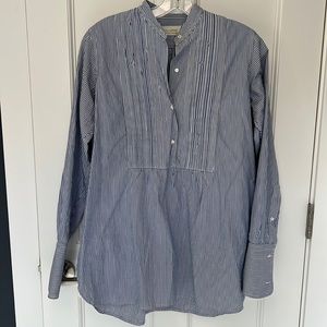 Nili Lotan Navy Striped Tuxedo Shirt